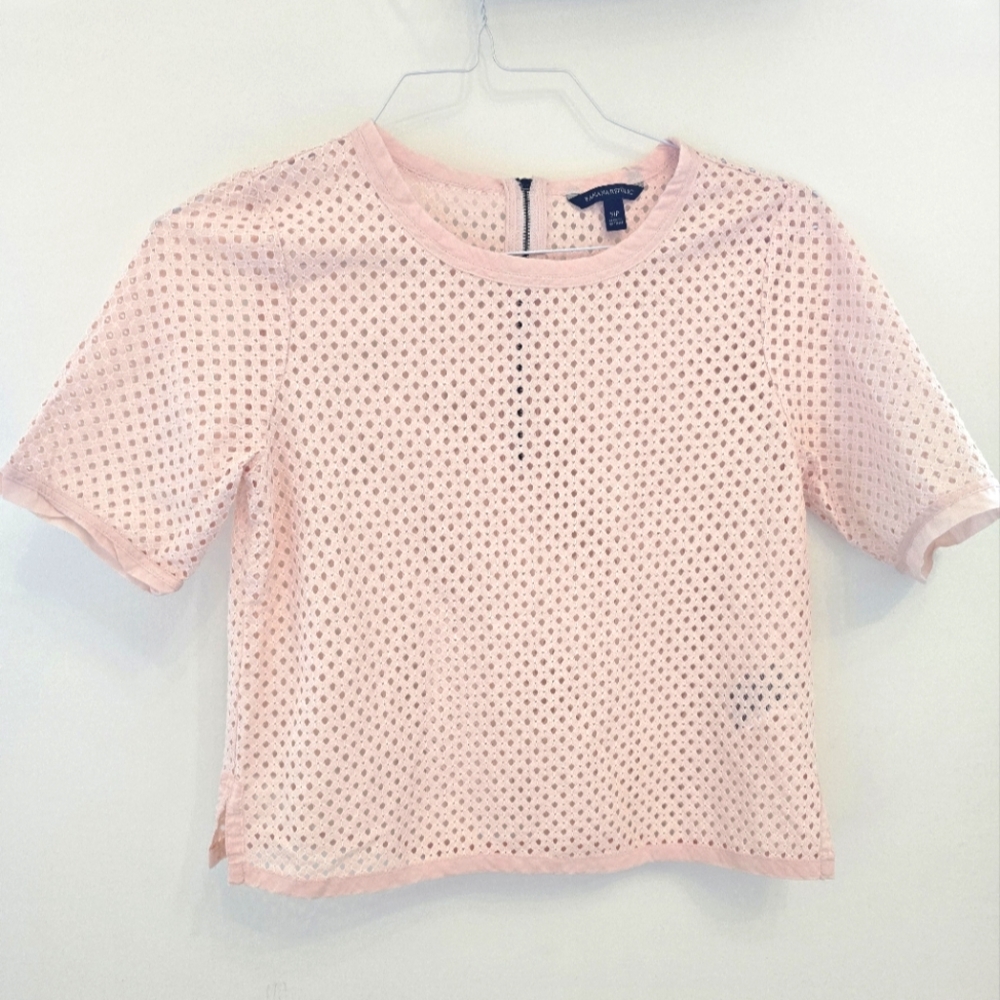 Banana Republic Light Pink Eyelet Crop Top